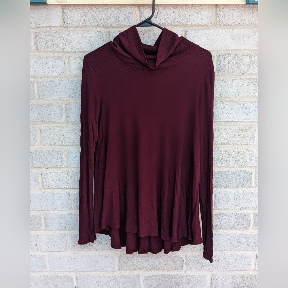 Deletta cowl neck tunic turtleneck sweater burgundy small